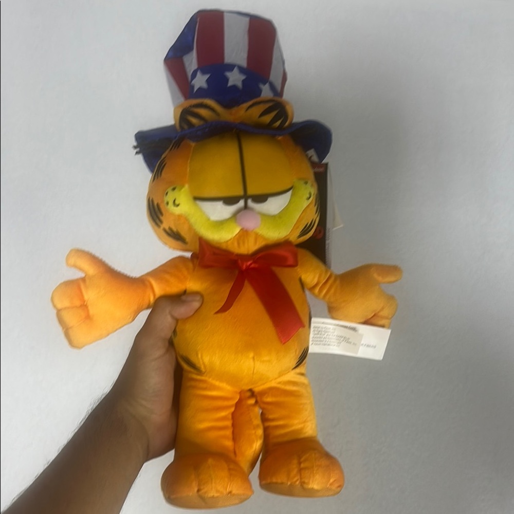 Garfield Plush Toy with Patriotic Hat - Orange